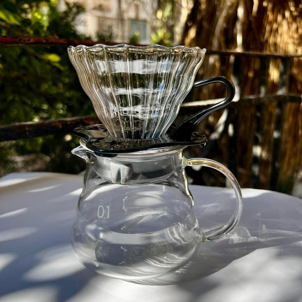 product_ V60 02 Coffee Set & Dotted & Clear Glass Serving Set name - KhogaKhoga